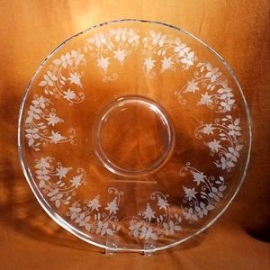 Stunning etched glass antique serving plate